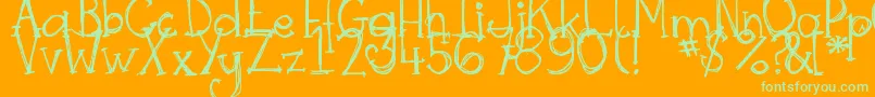DjbSkritchSkratch-fontti – vihreät fontit oranssilla taustalla
