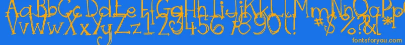 DjbSkritchSkratch Font – Orange Fonts on Blue Background