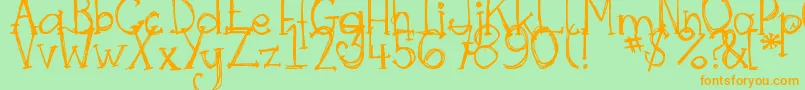 DjbSkritchSkratch Font – Orange Fonts on Green Background