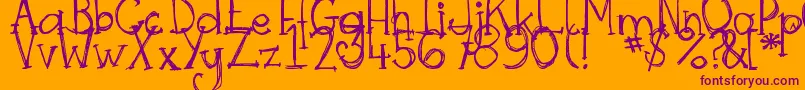 DjbSkritchSkratch Font – Purple Fonts on Orange Background