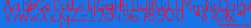 DjbSkritchSkratch Font – Red Fonts on Blue Background