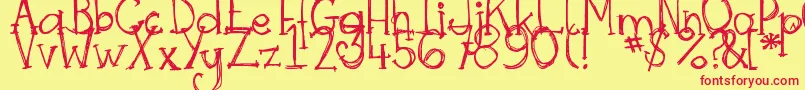 DjbSkritchSkratch Font – Red Fonts on Yellow Background