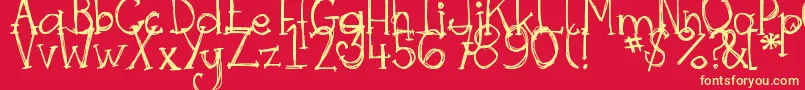 DjbSkritchSkratch Font – Yellow Fonts on Red Background