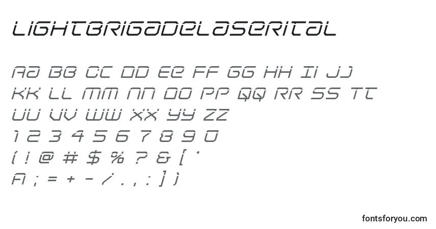 Schriftart Lightbrigadelaserital – Alphabet, Zahlen, spezielle Symbole