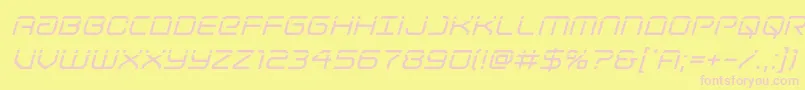 Lightbrigadelaserital-Schriftart – Rosa Schriften auf gelbem Hintergrund