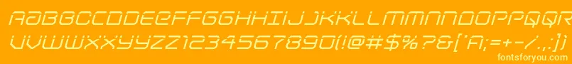 Lightbrigadelaserital-Schriftart – Gelbe Schriften auf orangefarbenem Hintergrund