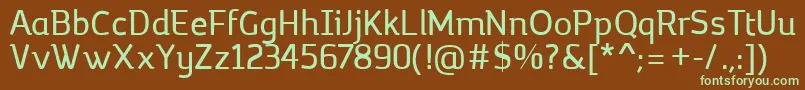 MargotRegular-fontti – vihreät fontit ruskealla taustalla