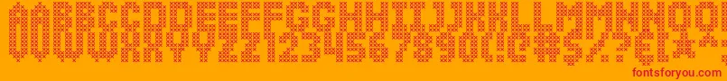 フォントSimpleStitch – オレンジの背景に赤い文字