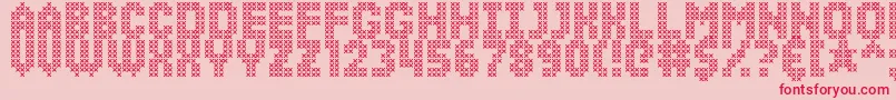SimpleStitch Font – Red Fonts on Pink Background