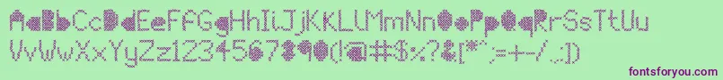MeshStitch Font – Purple Fonts on Green Background