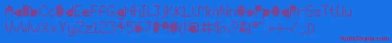 MeshStitch-Schriftart – Rote Schriften auf blauem Hintergrund