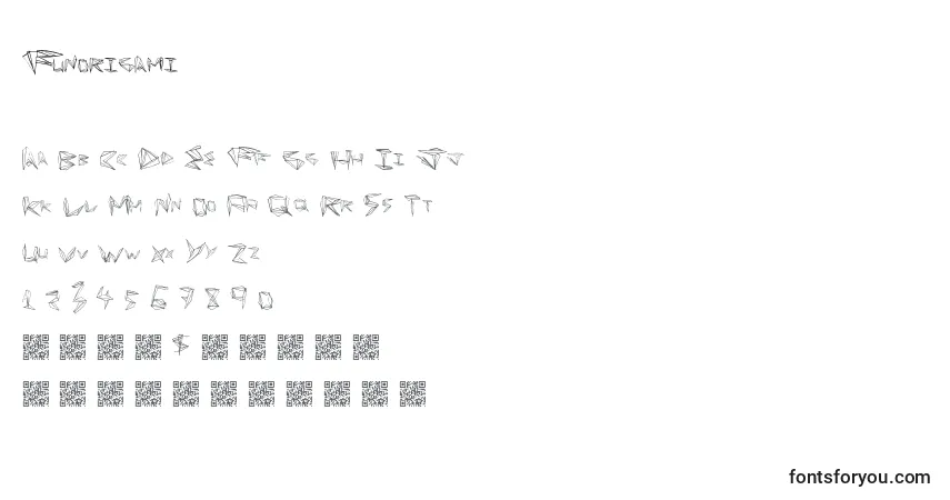 A fonte Funorigami – alfabeto, números, caracteres especiais