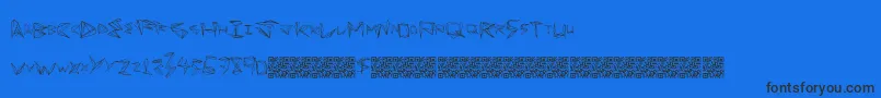 Funorigami-Schriftart – Schwarze Schriften auf blauem Hintergrund