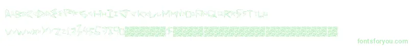 Funorigami-Schriftart – Grüne Schriften auf weißem Hintergrund