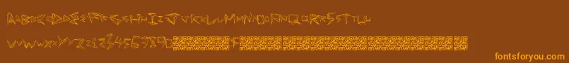 Funorigami-Schriftart – Orangefarbene Schriften auf braunem Hintergrund