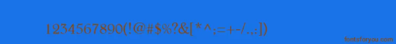 フォントBeltheder – 茶色の文字が青い背景にあります。