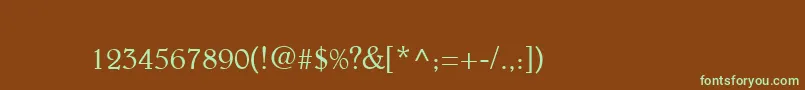 フォントBeltheder – 緑色の文字が茶色の背景にあります。