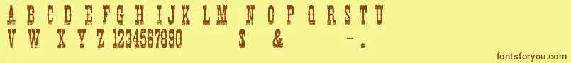 CowboyMovie Font – Brown Fonts on Yellow Background