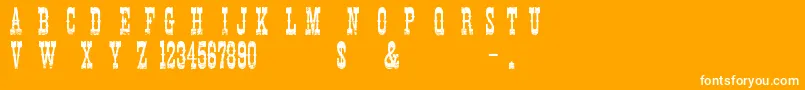 Fonte CowboyMovie – fontes brancas em um fundo laranja