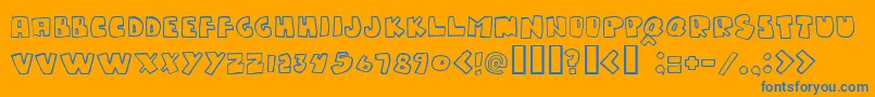 Gumpyone-Schriftart – Blaue Schriften auf orangefarbenem Hintergrund