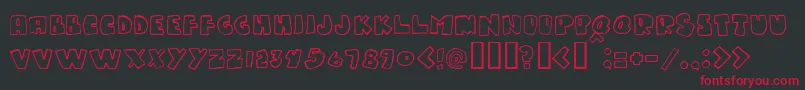 Gumpyone-Schriftart – Rote Schriften auf schwarzem Hintergrund