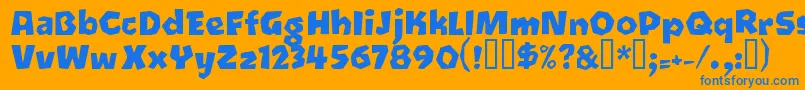 Oetztyp ffy-Schriftart – Blaue Schriften auf orangefarbenem Hintergrund
