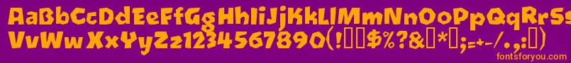 Oetztyp ffy-Schriftart – Orangefarbene Schriften auf violettem Hintergrund