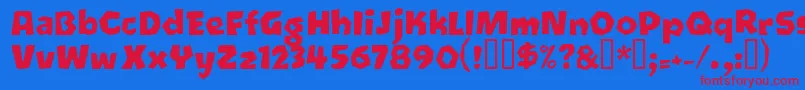 Oetztyp ffy Font – Red Fonts on Blue Background