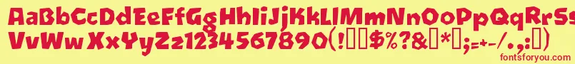 Oetztyp ffy Font – Red Fonts on Yellow Background