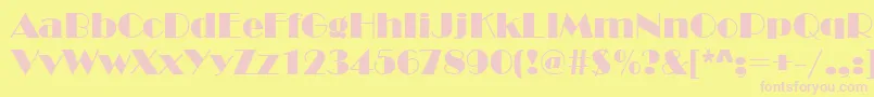 Broadway-Schriftart – Rosa Schriften auf gelbem Hintergrund