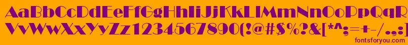Broadway-Schriftart – Violette Schriften auf orangefarbenem Hintergrund