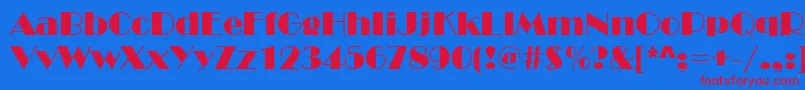 Broadway-Schriftart – Rote Schriften auf blauem Hintergrund