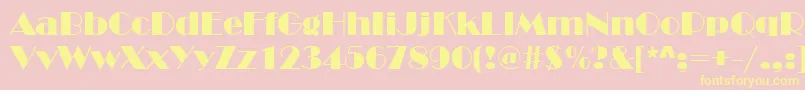 Broadway-Schriftart – Gelbe Schriften auf rosa Hintergrund