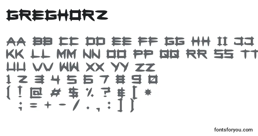 A fonte Greghor2 – alfabeto, números, caracteres especiais