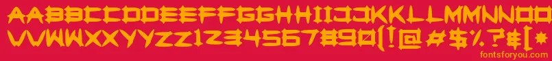 フォントGreghor2 – 赤い背景にオレンジの文字