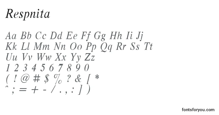 Шрифт Respnita – алфавит, цифры, специальные символы