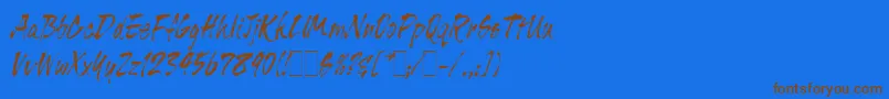 フォントTigerRagLetPlain.1.0 – 茶色の文字が青い背景にあります。