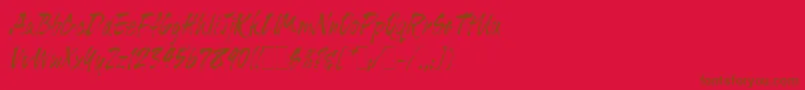 フォントTigerRagLetPlain.1.0 – 赤い背景に茶色の文字