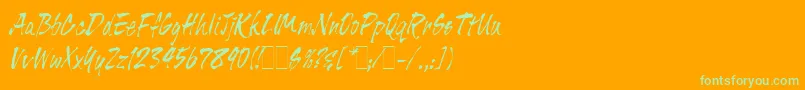 TigerRagLetPlain.1.0 Font – Green Fonts on Orange Background