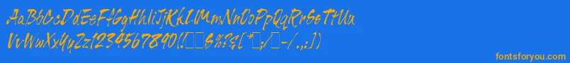 TigerRagLetPlain.1.0-Schriftart – Orangefarbene Schriften auf blauem Hintergrund