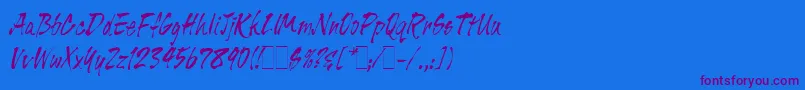 TigerRagLetPlain.1.0-Schriftart – Violette Schriften auf blauem Hintergrund