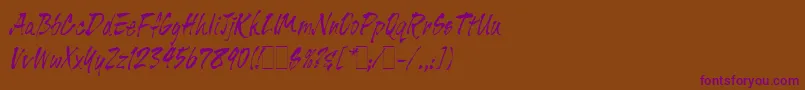 TigerRagLetPlain.1.0 Font – Purple Fonts on Brown Background