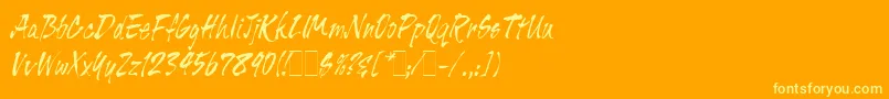 TigerRagLetPlain.1.0-Schriftart – Gelbe Schriften auf orangefarbenem Hintergrund