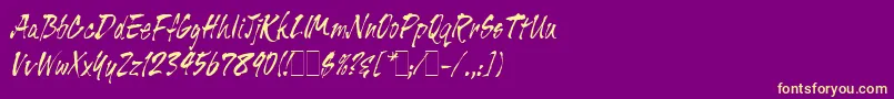 TigerRagLetPlain.1.0 Font – Yellow Fonts on Purple Background