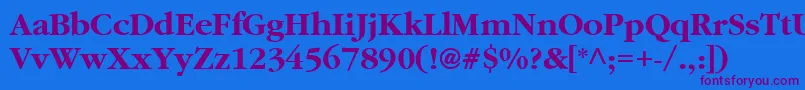 Czcionka AggaramondCyrBold – fioletowe czcionki na niebieskim tle