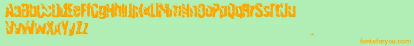 Handgranade1-Schriftart – Orangefarbene Schriften auf grünem Hintergrund