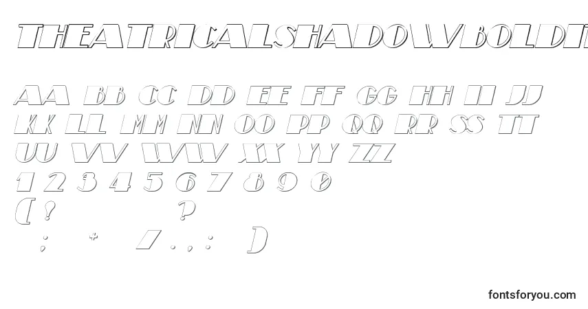 TheatricalShadowBoldItalic-fontti – aakkoset, numerot, erikoismerkit