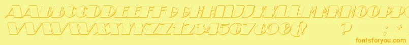 TheatricalShadowBoldItalic-Schriftart – Orangefarbene Schriften auf gelbem Hintergrund