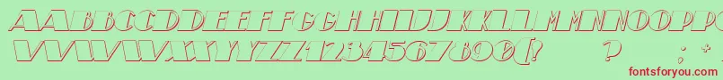 TheatricalShadowBoldItalic-fontti – punaiset fontit vihreällä taustalla