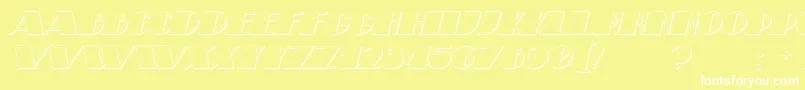 TheatricalShadowBoldItalic-Schriftart – Weiße Schriften auf gelbem Hintergrund